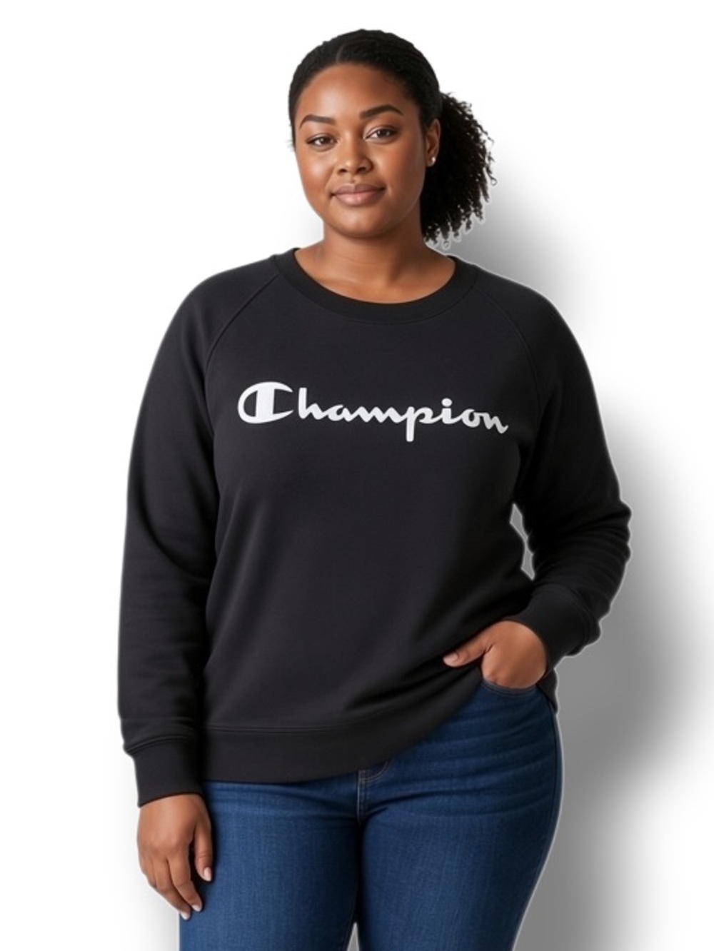 Champion Women’s Crewneck Powerblend Performance Sweatshirt Active Black XXL